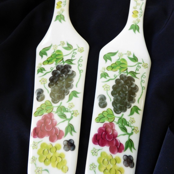 Set of 2 porcelain pie cake server grape pained pattern - Picture 7 of 8